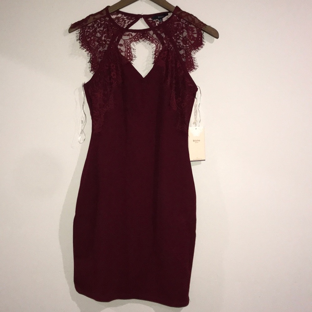 iris basic burgundy dress lace